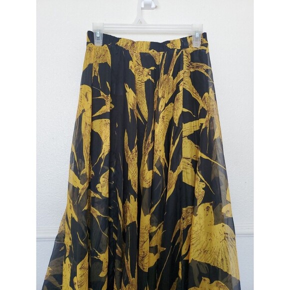CHICKWISH Golden Swallows Birds All Over Print‎ Long Flare Skirt 45 Inches Long - Picture 10 of 16